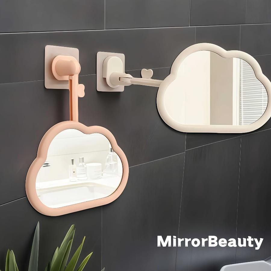 Cloud Bathroom Wall-mounted Makeup Mirror - Freely Adjustable and Retractable, No Need for Drilling, Wall-mounted Makeup Mirror for Dressing Table
