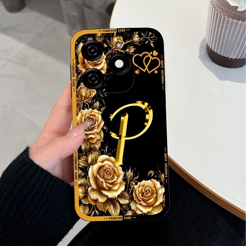 Initial Letters A-Z Phone Cover For Tecno Spark 20 30 40 Pro Plus 20C 30C 40C Go 2024 2025 Bumper Case Matte Silicone Anti Slip Shell For Tecno Casing