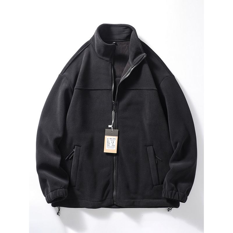 Men's Double-Sided Fleece Jacket Thickened Polar Fleece and Fleece Clothing Jacket Export Men's Stand Collar Cardigan Zipper Sweatshirt