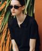OBER GOLF Summer Open Collar Knit Top (Black)