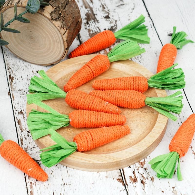10pcs Simulation Miniature Carrot Models Ornaments for Easters Party Home Table Centerpieces Decoration Photo Props