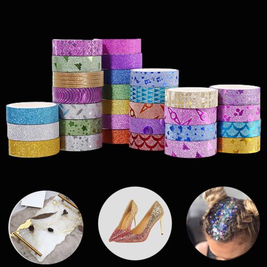 10 Rolls Glitter Washi Tapes No Trace Color Masking Tapes DIY Nail Art Stationery Scrapbooking Decoration Adhesive Tapes School Supplies