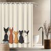 Dog Friends Shower Curtain - Cute Cartoon Dogs Back View, Fun Pet Theme, Machine Washable Bath Decor