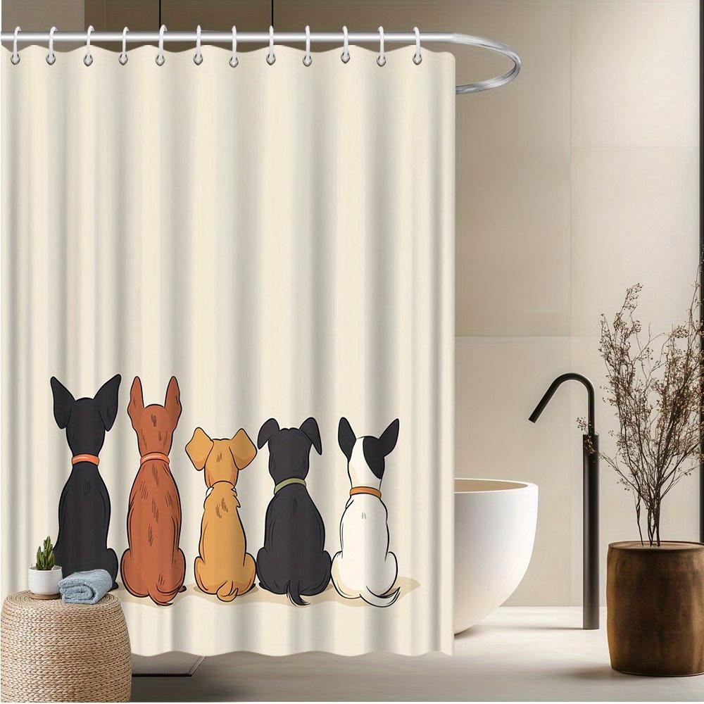 

Dog Friends Shower Curtain - Cute Cartoon Dogs Back View, Fun Pet Theme, Machine Washable Bath Decor W60H190(CM)-1 Pcs