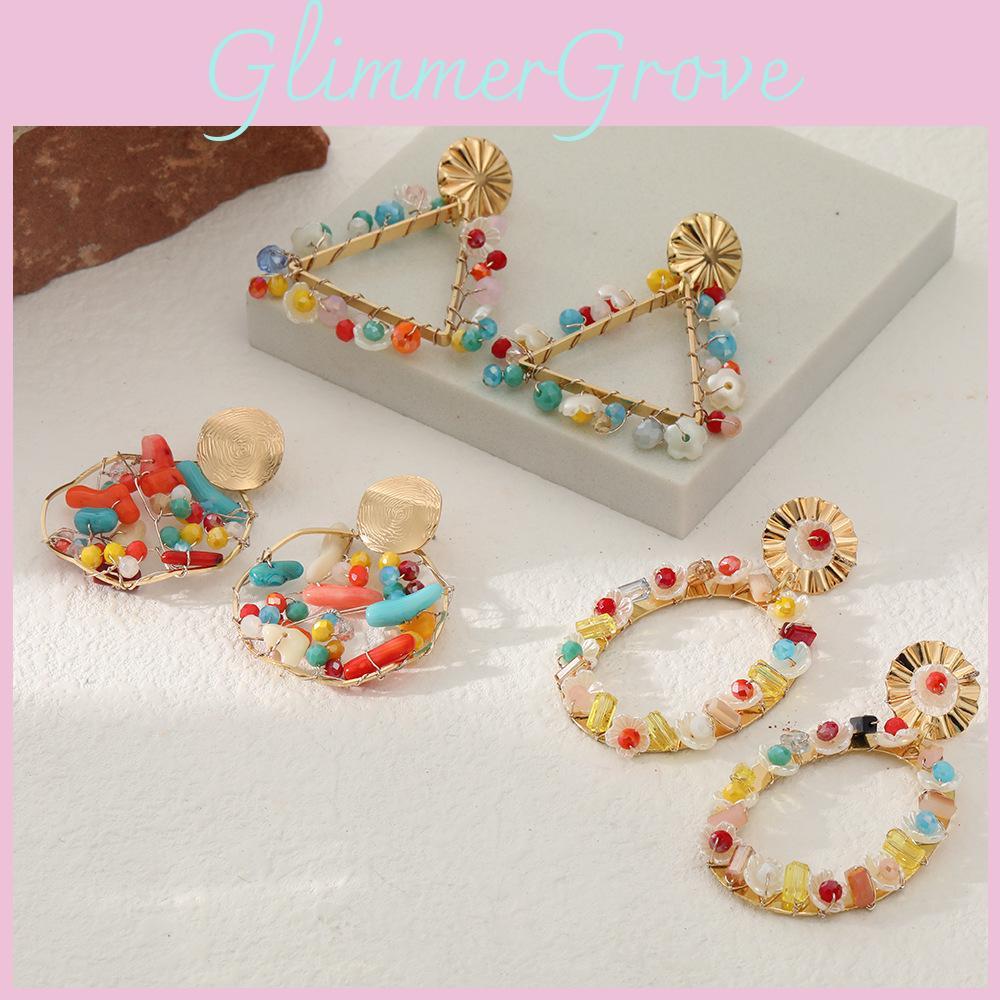 Chic Triangle Oval Shape Earrings Modern Geometric Alloy Dangles For Street Style