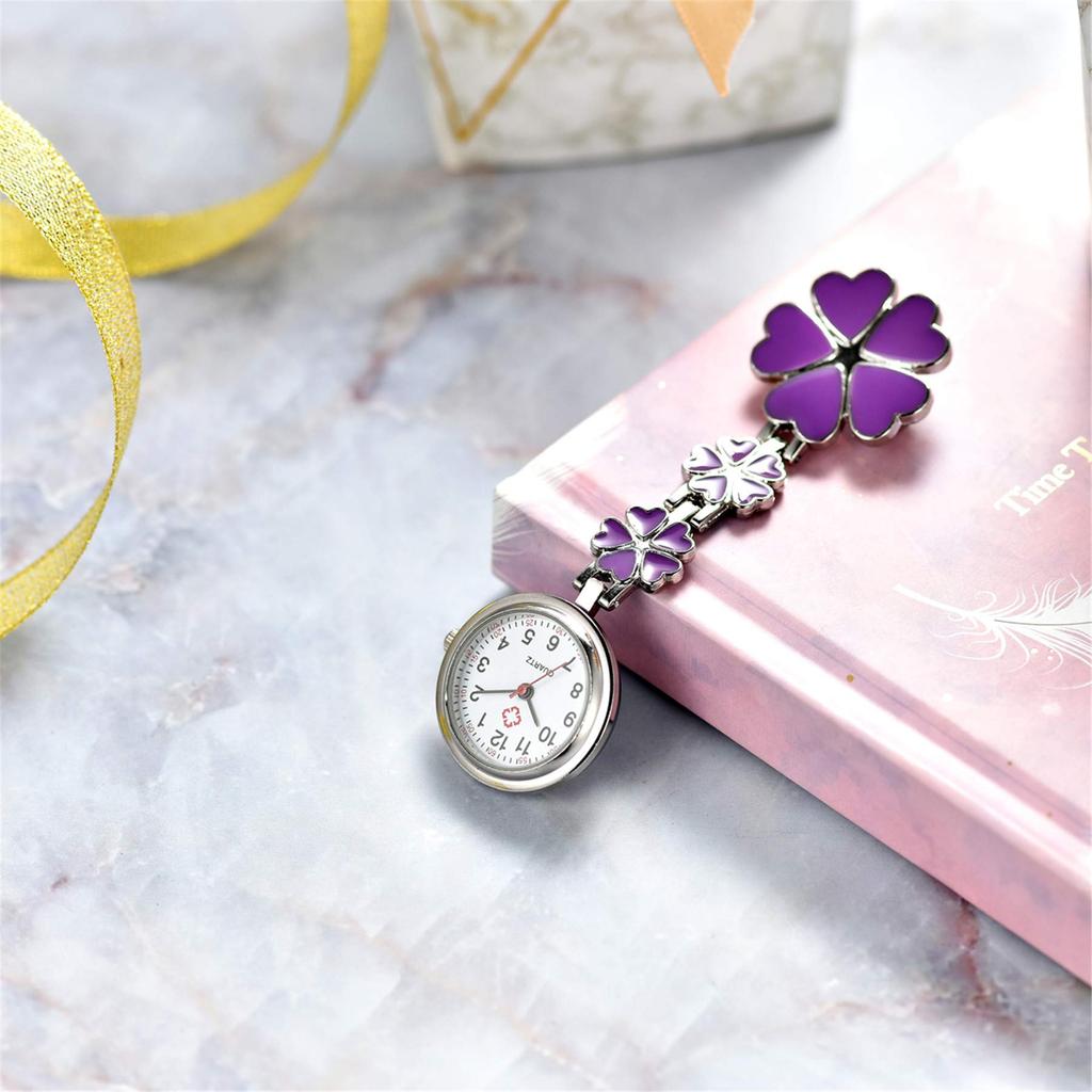 Lancardo Krankenschwester Taschenuhr Blütenblatt-Clip Damen Analoguhr Geburtstag Jahrestag Muttertag Valentinstag Freundin Geschenk