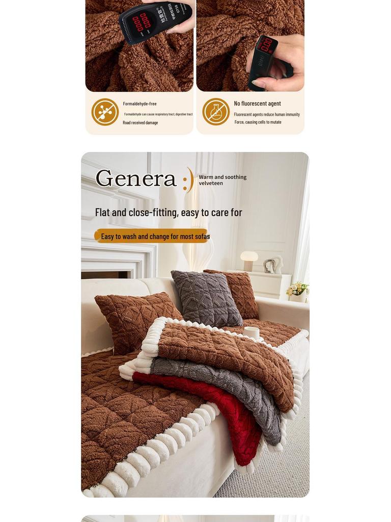 Handmade Autumn/Winter Plush Straight Row Sofa Cushion - New Thickened Design