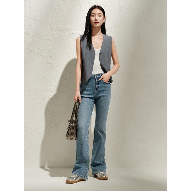 JIUZI ANNAKOU Women's Slim Flared Denim Jeans