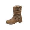 Autumn New Fashion Boots Women's Shoes Medium Tube Milk Fiber (milk Silk) Suede Cloth Rivet Autumn