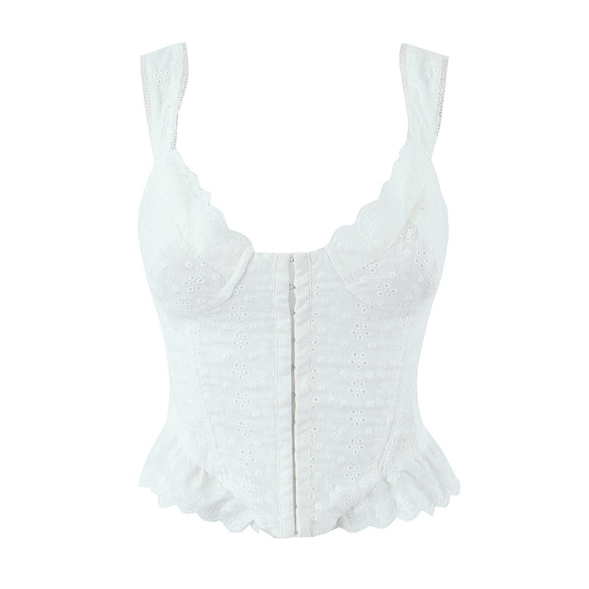 

Spring 2026 Floral Embroidery Lace Patchwork Corset Crop Top for Women Large