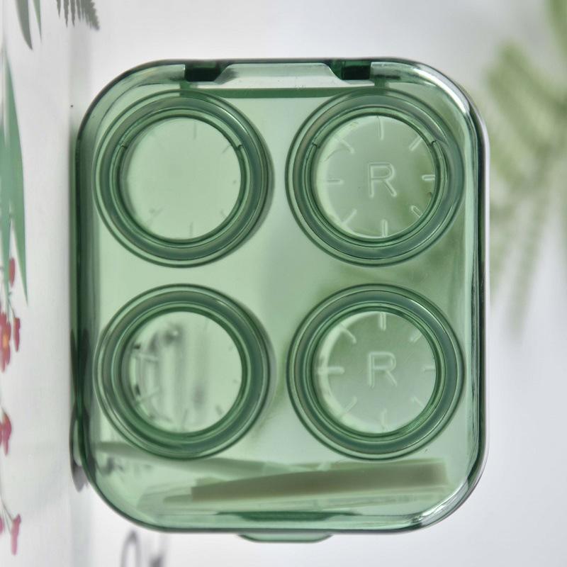 Two-Piece No-Twist Press-On Transparent Contact Lens Case - Portable Double Colored Storage