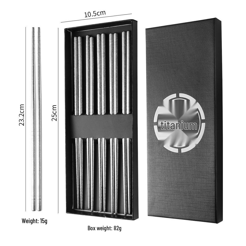 Pure Titanium Crystal Chopsticks: Lightweight, Portable, Heat-Insulating, Non-Slip, Anti-Mold, with Gift Box – Perfect for Outdoor Camping