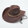 Western Cowboy Hat Jazz Hat Panama Hat Sun Hat Felt Wide Brim Fedora Decorative Rolled Hat