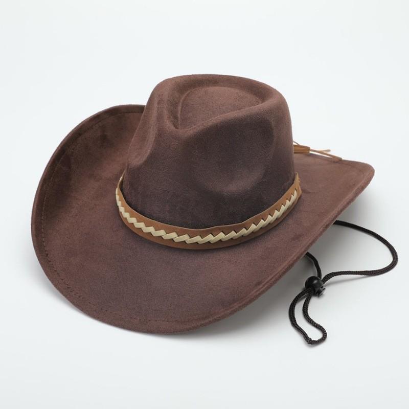 Western Cowboy Hat Jazz Hat Panama Hat Sun Hat Felt Wide Brim Fedora Decorative Rolled Hat