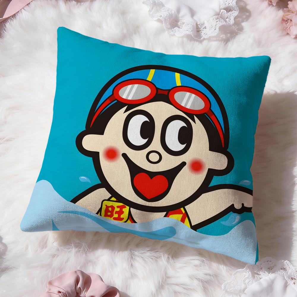 cute red boy Wangzai Cushion Cover Premium Comfort Reversible Pillow Cove -Two in One Design for Any Room & Car Interior
