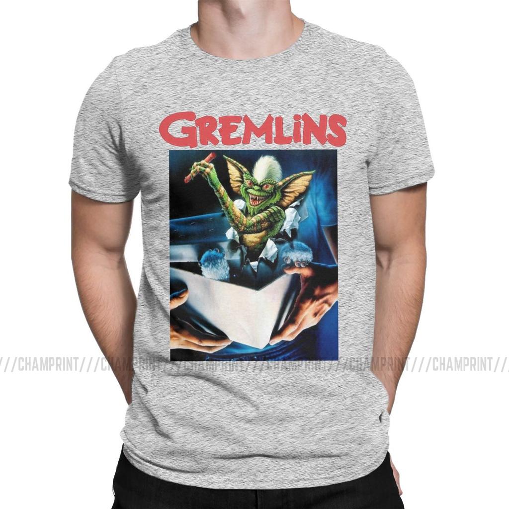 Gremlins Men S T Shirts Gizmo Monster Gremlin 80S Horror Christmas Movie Awesome Tees Round Neck