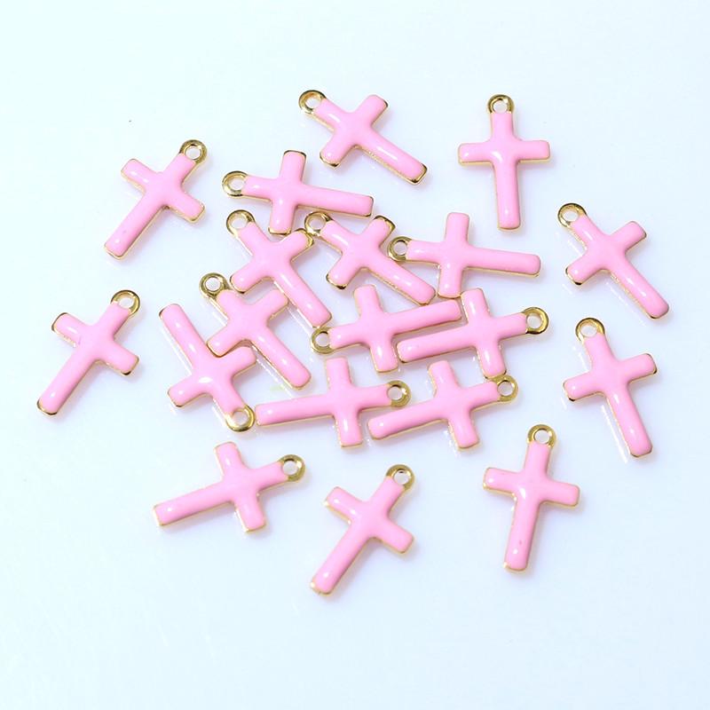 20pcs 10x6mm Enamel Small Cross Charms Pendant Stainless Steel DIY Jewelry Making Accessories Findings for Bracelet Earrings