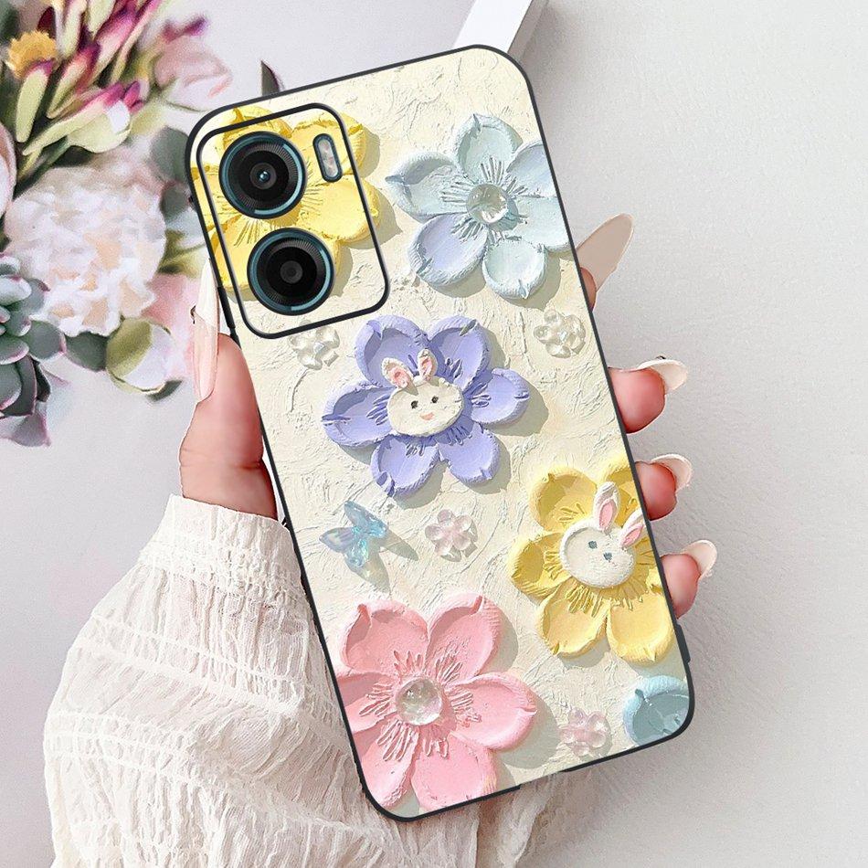 For Motorola Moto G05 G15 E15 2024 Floral Butterfly Phone Case For MOTO G05 G15 E15 4G Black Silicone Soft Lightweight Case