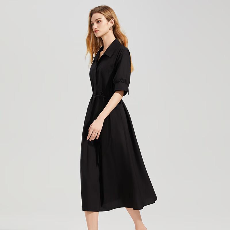 

Women s Shirt-Style Short-Sleeve Midi Dress S