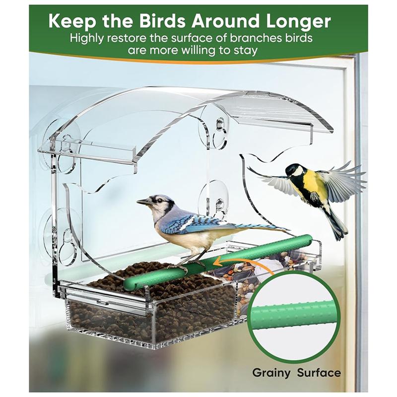 2025 Trend Window Bird Feeder With 4 Strong Suction Cups, Clear Window Bird Feeder For Outside, Acrylic Bird House For Window Ea