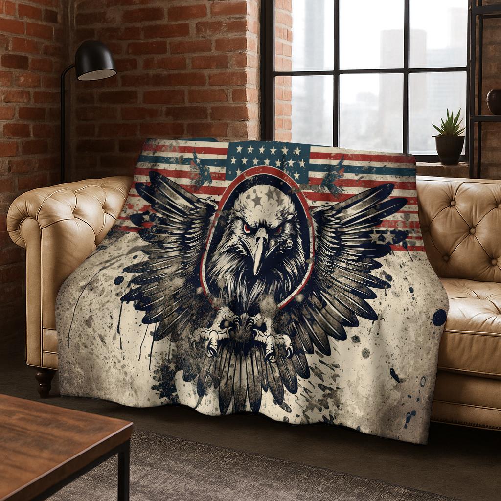 United States National Bird Eagle Flannel Blanket Soft Warm Blanket for Bedroom Room Living Room Bed Travel Camping Picnic Gift