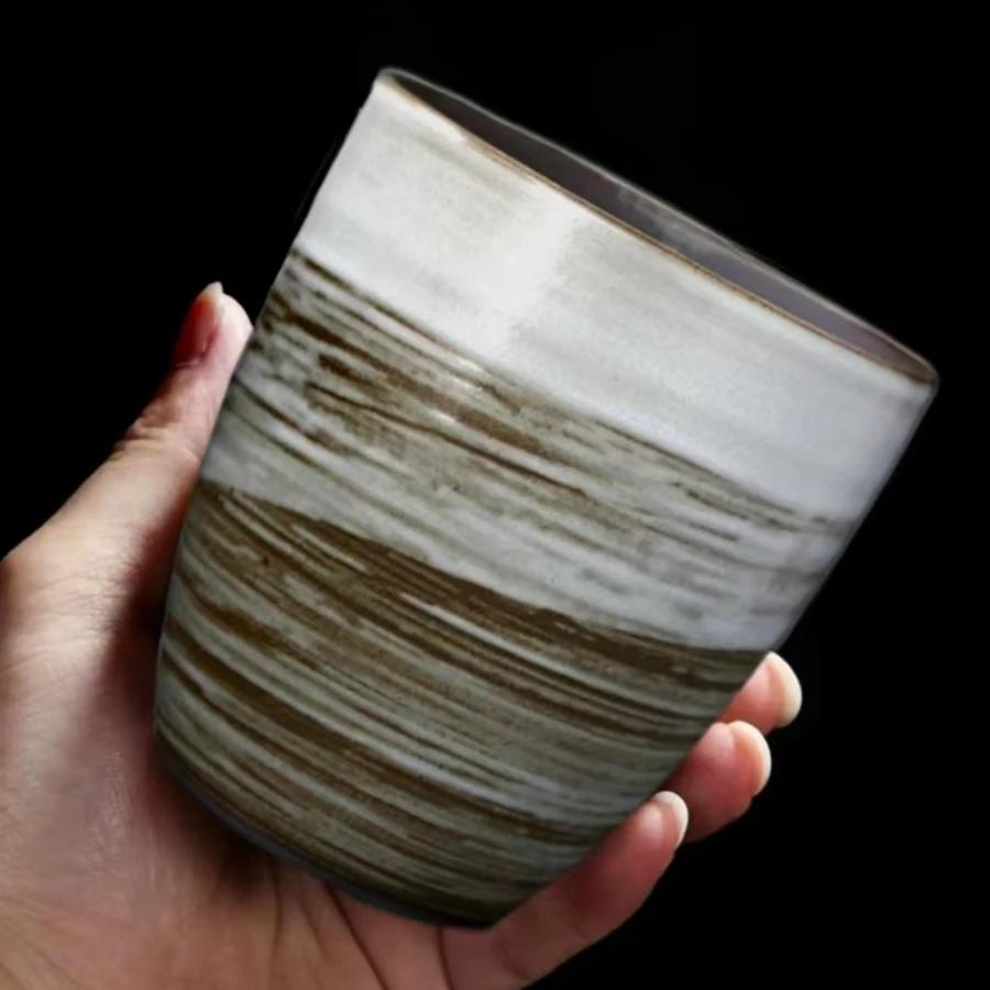350ml ručně malovaná velkokapacitní keramická retro kreativní pec transformace master cup šálek na čaj pšenice šálek na kávu