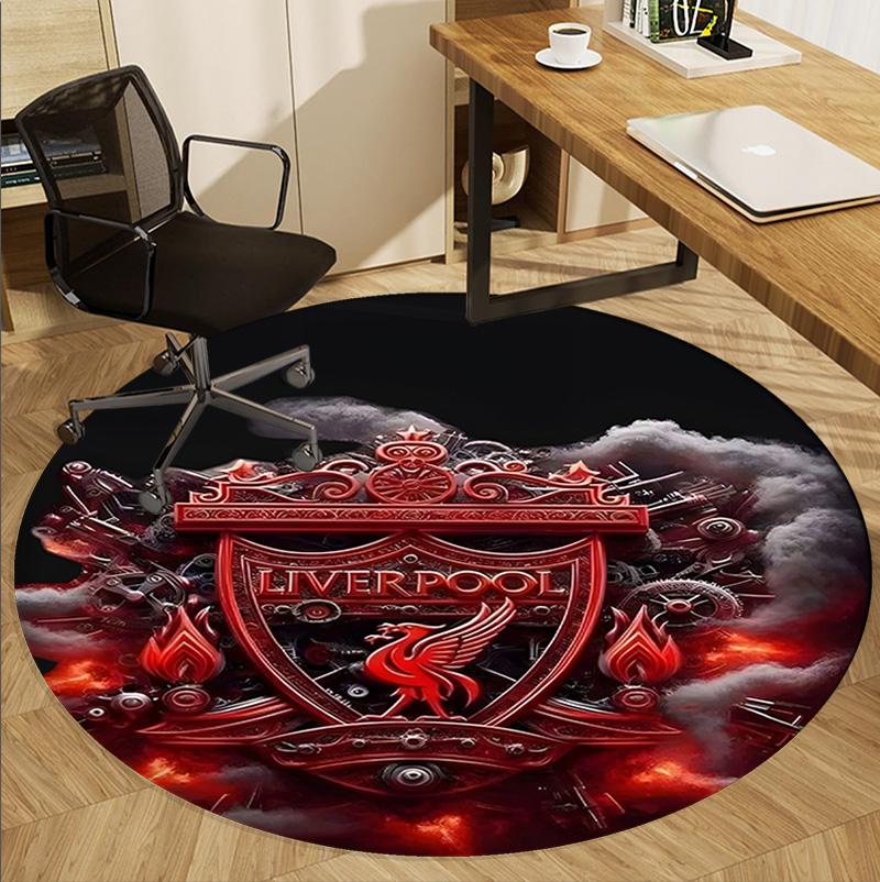 Liverpool F.C Pattern Round Rug, Indoor/Outdoor Mat, for Picnic, Gameroom, Bedroom, Office, Living Room, Home Decor Carpet, Birthday Gift
