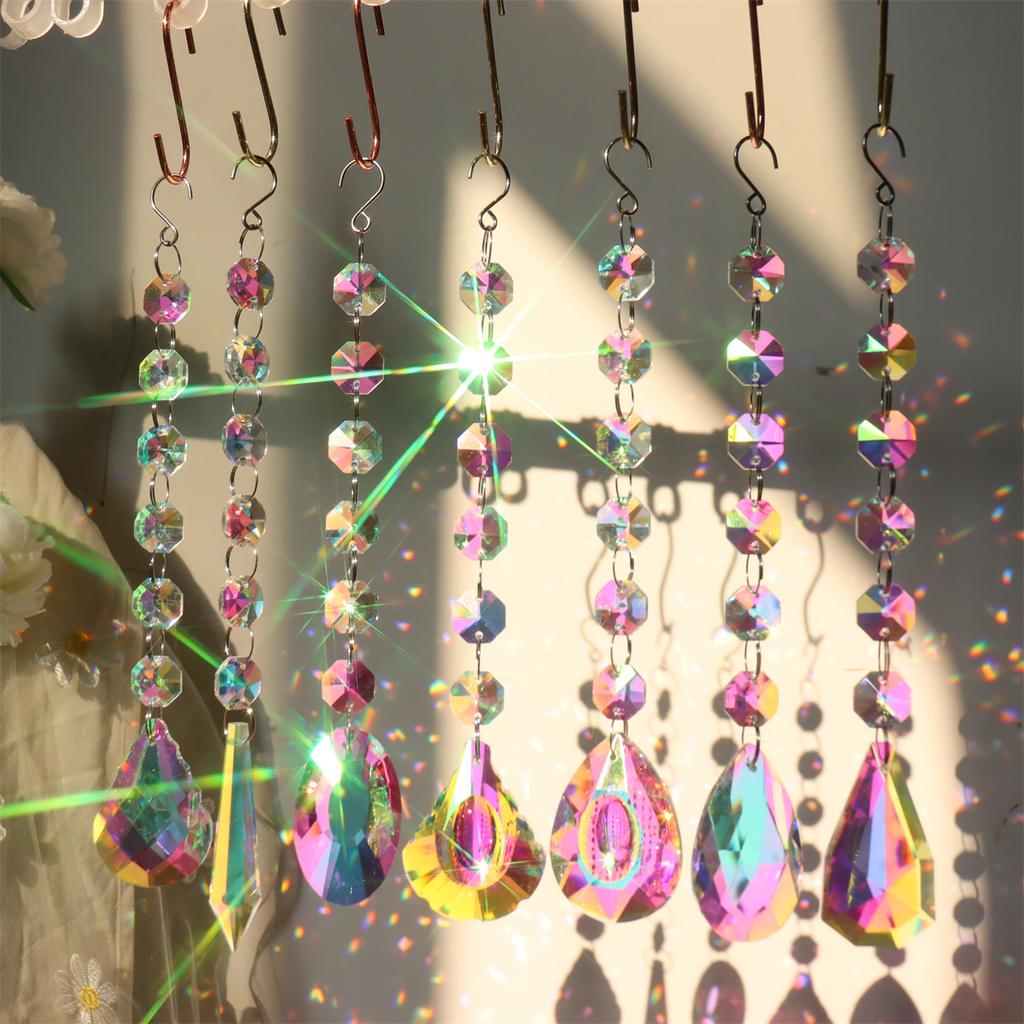 8x Drop Sun Catcher Crystal Light Witchy Suncatcher Prism Rainbow Window Hanging
