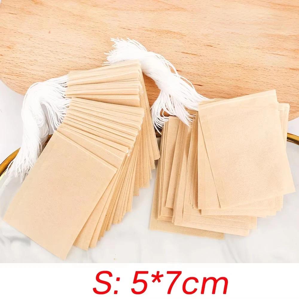 300/100Pcs Disposable TeaBags with String Household Filter Bag for Coffee Foot Bath Natural Wood Pulp Paper Spice Filters Teabag