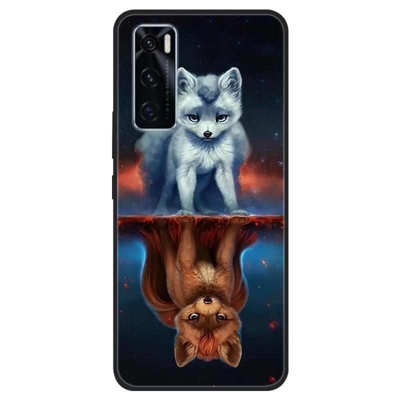 For Vivo V20 SE Case V20SE Silicone Cat Painted Soft Black Cover for VivoV20 V20SE V2022 V2023 Cover TPU Coque Protective Capa