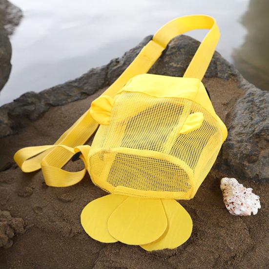 Colorful Mesh Beach Bag with Adjustable Shoulder Straps Zipper Closure Waterproof Sea Shell Bag Beach Toys Storage Bag