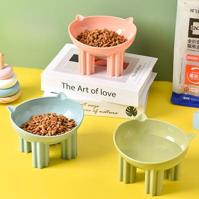 Tazón para Gato Tazón Alto Protector de Cuello Tazón para Gato Antideslizante Anti-golpes Tazón para Perro Gato de Dibujos Animados Inclinado Tazón para Comida de Gato Tazón para Comida de Perro