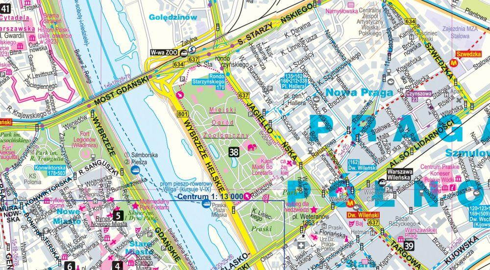 Warsaw. Laminated Map / City Plan + Mini Guide. Wyd. 2025. Expressmap