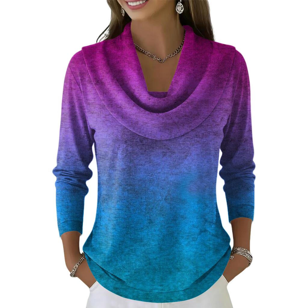 Dámský ležérní a módní svetr s dlouhým rukávem a potiskem, kulatým výstřihem