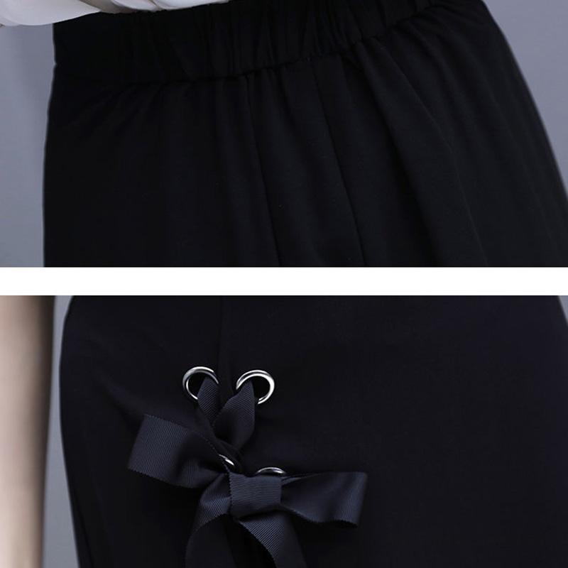 Dámská temperamentní studená a větrná dvoudílná sukně Šifonové šaty střední délky Dámská košile s kulatým výstřihem a krátkým rukávem Sladká