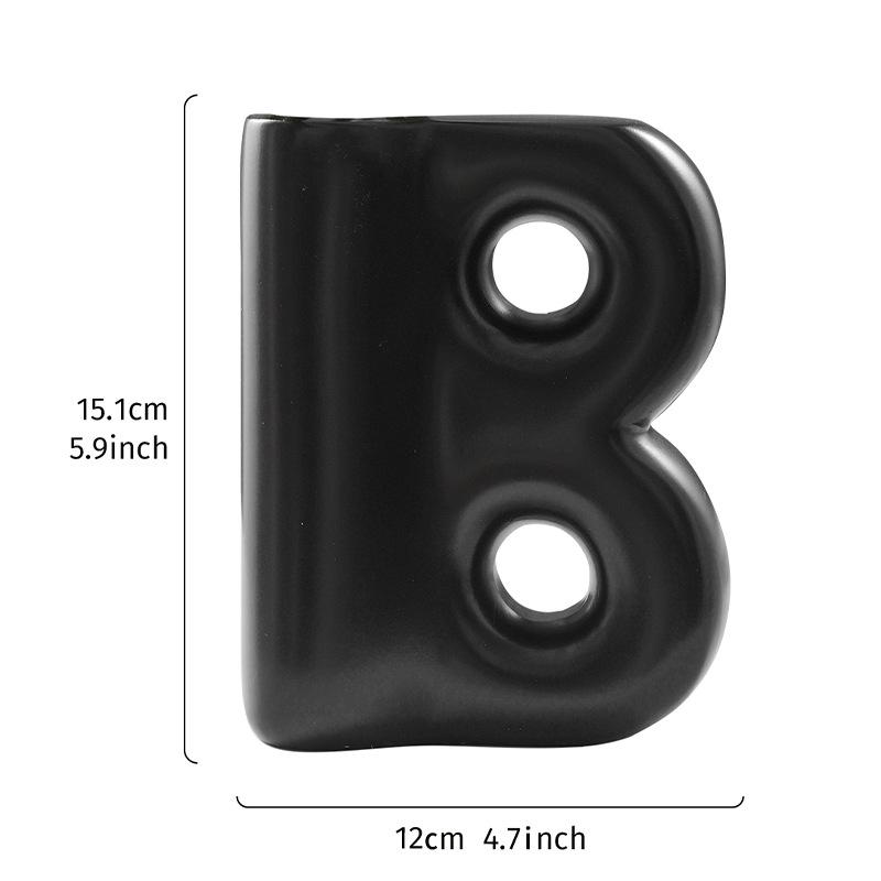 Creative Letter B Shape Resin Vase Minimalist Plant Pots Table Decoration Flower Arrangement Floral Vase Room Aesthetic Decor