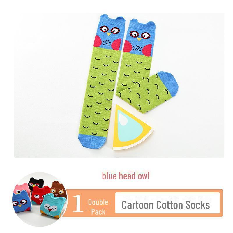 Kids' Cute Cartoon Knee-High Socks for Spring & Autumn - Mid-Tube, Long Pile Socks for Girls & Babies