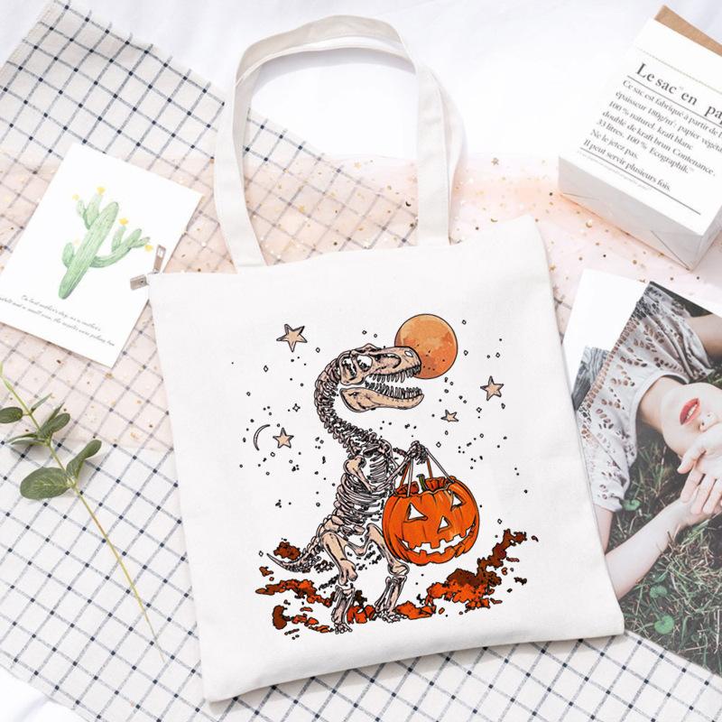Halloween Halloween Printed Canvas Bag Lazy Style Trend Student Leisure Shoulder Bag Large Capacity