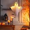 3 ks Halloweenských závěsných duchů 19,6" LED svítících venkovních létajících bílých duchů pro dekoraci předzahrádky, terasy, trávníku, zahrady, párty