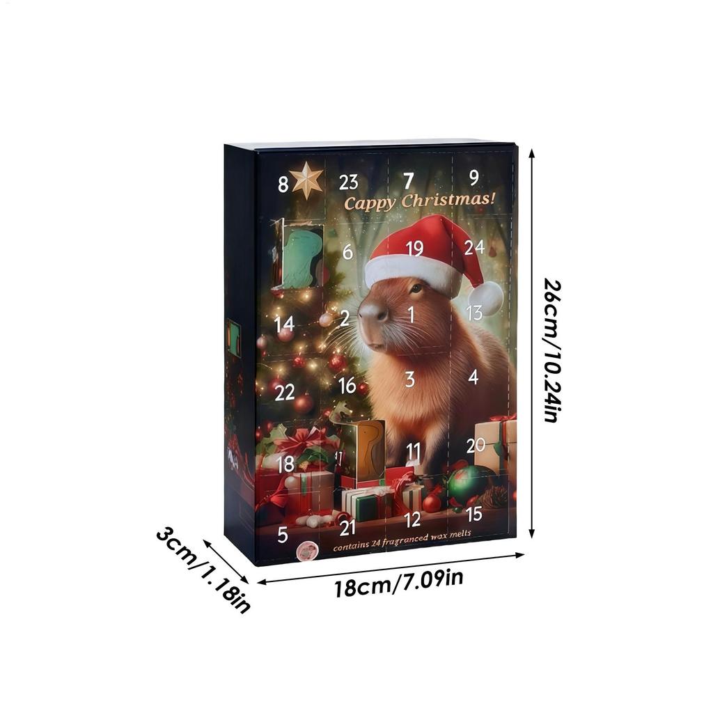 Christmas Advent Capybara 2025 24 Days 3D Seasonal Decoration Advent Countdown Calendar Ornaments for Front Door Office Wreath