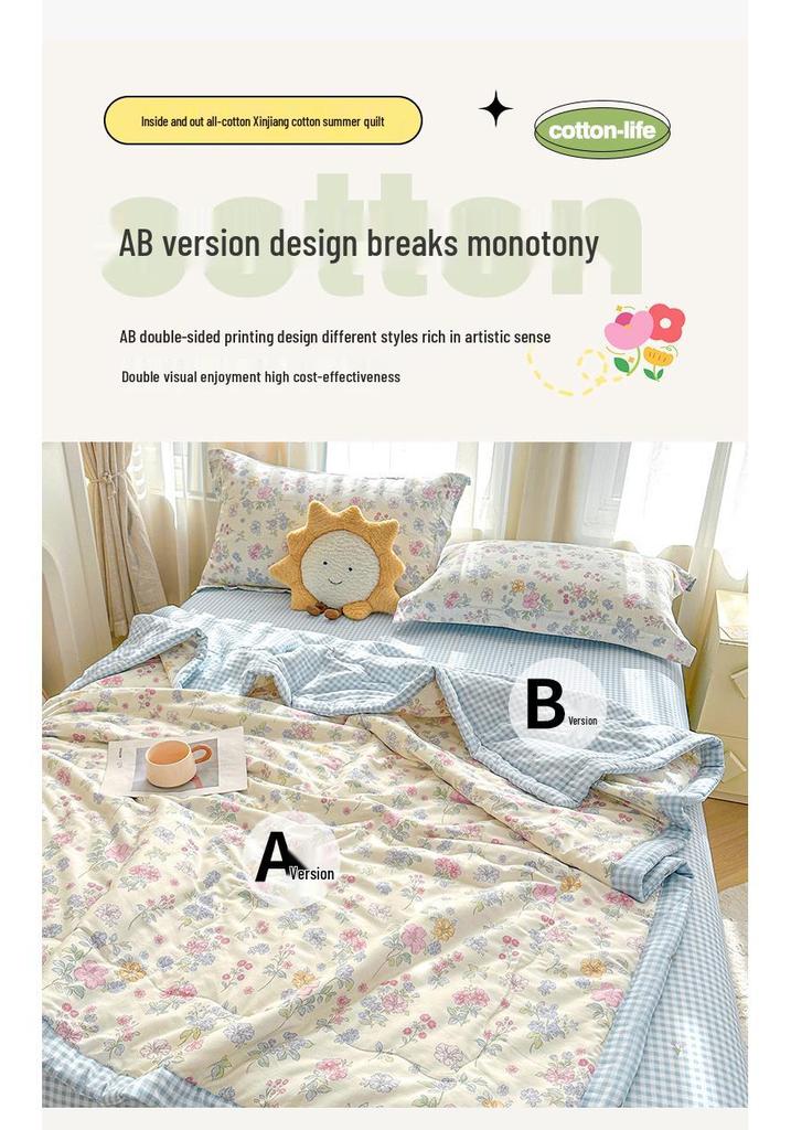 Class A Pure Cotton Summer Air Conditioning Quilt - Thin, Machine Washable