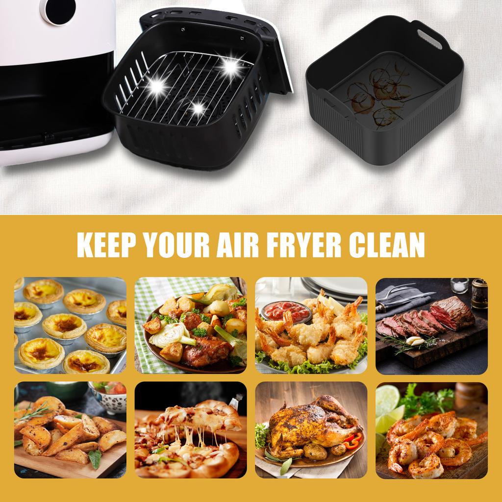 3Pcs Air Fryer Liner Tray Reusable Silicone Air Fryer Basket Liners Heat-Resistant Non Stick Oven Baking Mold Kitchen Basket Pan