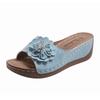 Fashion Vintage Big Floral Sandals Women Summer 2025 Comfortable Soft Sole Wedge Heels Slides Woman Casual Plus Size 43 Slippers Mujer