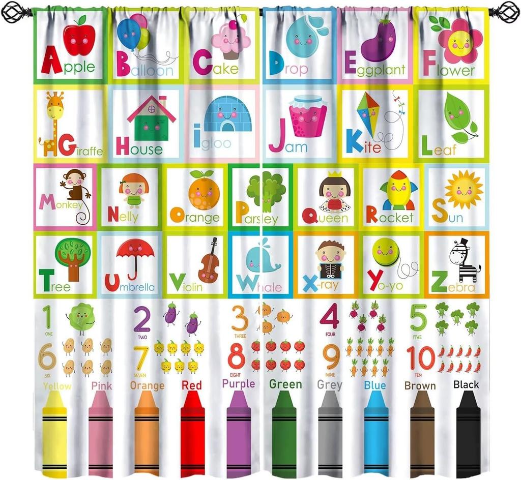 Cartoon Blue Bear Curta For Boys,Watercolor Little Cute Animal Aircrafts Hot Air Balloons Rainbow Window Drapes For Baby Boys