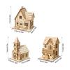 3PCS Wooden Village Houses LED Table Christmas Cabin Farmhouse Desktop Ornament Mini Wooden House for Holiday Home Decoration
