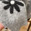 Yingjie S French Artistic Daisy Floral Gray Round Neck Sweater - Autumn/Winter '23 Collection