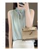 Wood Ear Lace Collar Silky Satin Sleeveless Slimming Vest for Women - Spring/Summer Temperament Shirt