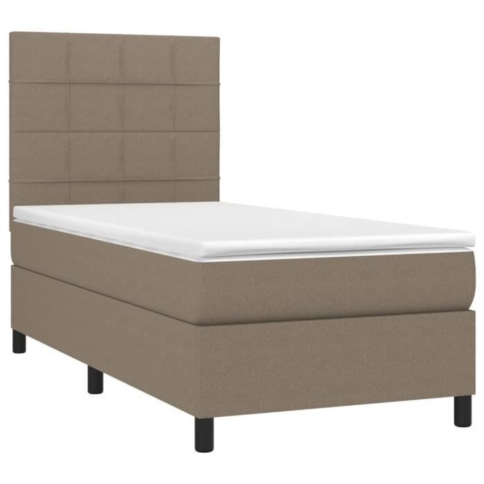 3141757 vidaXL Divan Bed with Mattress Taupe 100x200 Cm Fabric