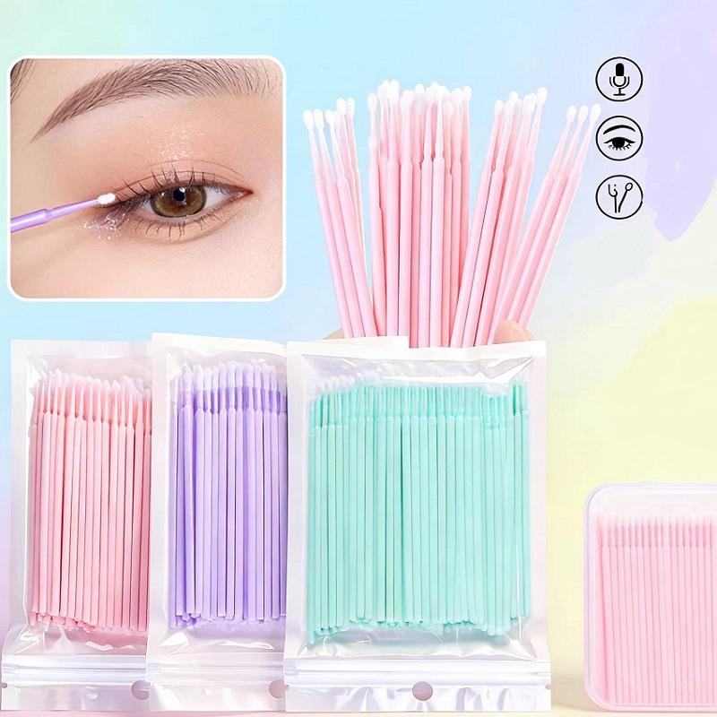 50/100PCS Ultra-fine eyeliner makeup remover cotton swab, cosmetic cotton swab, eyelash makeup remover, and eyelash cleaning sti