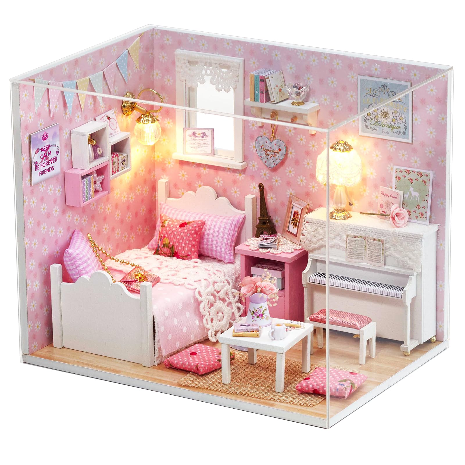

CUTEROOM DIY Wooden Miniature House Kit [SUNSHINE PRINCESS] Handmade Miniature House Assembly Kit for Adults, Interior Decor (H015)